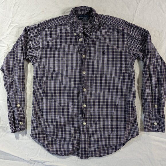 RALPH LAUREN BUTTON UP FRONT KID'S SZ MEDIUM 12/14 PURPLE LONG SLEEVE SHIRT BOYS - Picture 16 of 16
